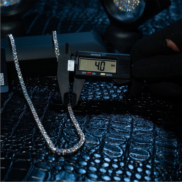 4mm Moissanite Tennis Chain 20 inch Necklace-VVS D-925 Sterling. Passes test. - Picture 10 of 14